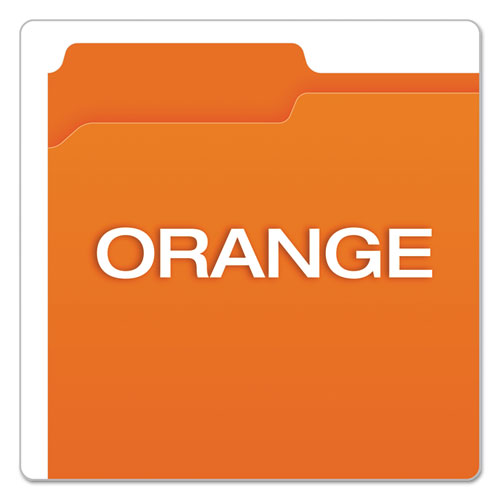 Image of Pendaflex® Double-Ply Reinforced Top Tab Colored File Folders, 1/3-Cut Tabs: Assorted, Letter Size, 0.75" Expansion, Orange, 100/Box