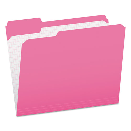 Double-Ply Reinforced Top Tab Colored File Folders, 1/3-Cut Tabs: Assorted, Letter Size, 0.75" Expansion, Pink, 100/Box
