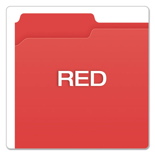 Double-Ply Reinforced Top Tab Colored File Folders, 1/3-Cut Tabs: Assorted, Letter Size, 0.75" Expansion, Red, 100/Box