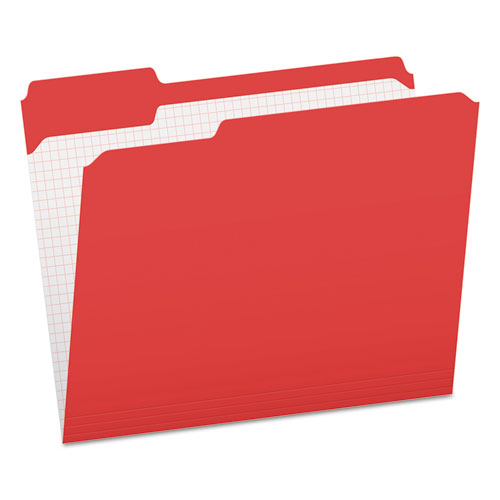 Double-Ply Reinforced Top Tab Colored File Folders, 1/3-Cut Tabs, Letter Size, Red, 100/Box | by Plexsupply