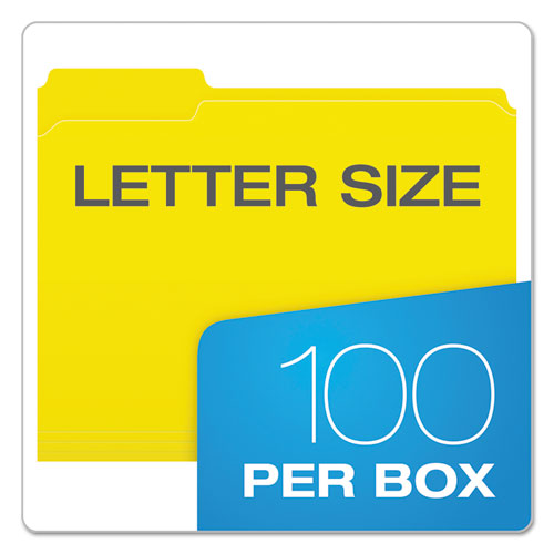 Image of Pendaflex® Double-Ply Reinforced Top Tab Colored File Folders, 1/3-Cut Tabs: Assorted, Letter Size, 0.75" Expansion, Yellow, 100/Box