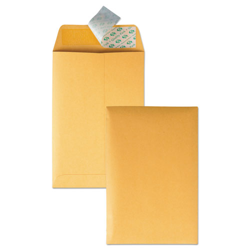 Redi-Strip Catalog Envelope, #1, Cheese Blade Flap, Redi-Strip Closure, 6 x 9, Brown Kraft, 100/Box | by Plexsupply