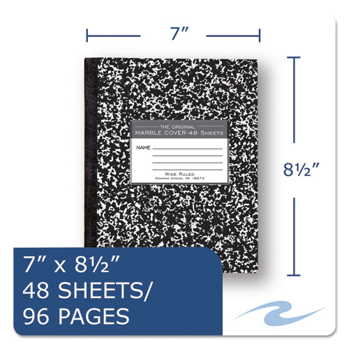 Image of Roaring Spring® Marble Cover Composition Book, Wide/Legal Rule, Black Marble Cover, (48) 8.5 X 7 Sheets