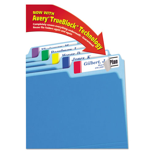 Image of Extra-Large TrueBlock File Folder Labels with Sure Feed Technology, 0.94 x 3.44, White, 18/Sheet, 25 Sheets/Pack