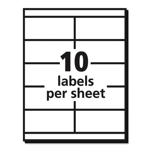 Image of Copier Mailing Labels, Copiers, 2 x 4.25, White, 10/Sheet, 100 Sheets/Box