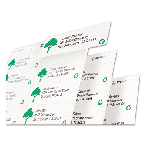 Image of EcoFriendly Mailing Labels, Inkjet/Laser Printers, 1 x 2.63, White, 30/Sheet, 100 Sheets/Pack