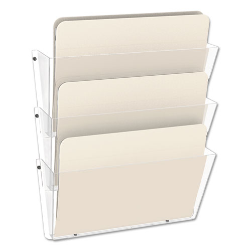 Image of Unbreakable DocuPocket Wall File, 3 Sections, Letter Size, 14.5" x 3" x 6.5", Clear, 3/Pack