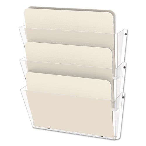 Image of Deflecto® Unbreakable Docupocket Wall File, 3 Sections, Letter Size, 14.5" X 3" X 6.5", Clear, 3/Pack