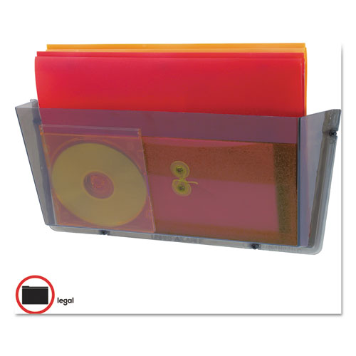 Image of Unbreakable DocuPocket Wall File, Legal Size, 17.5" x 3" x 6.5", Smoke