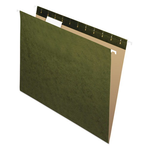 Hanging File Folders, Letter Size, 1/5-Cut Tabs, Standard Green, 25/Box