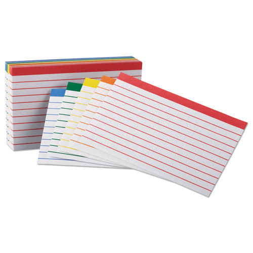 Image of Oxford™ Color Coded Ruled Index Cards, 3 X 5, Assorted Colors, 100/Pack