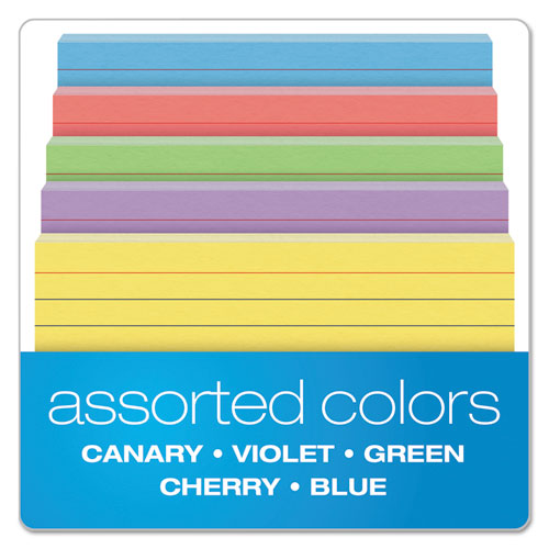 Image of Oxford™ Ruled Index Cards, 3 X 5, Blue/Violet/Canary/Green/Cherry, 100/Pack