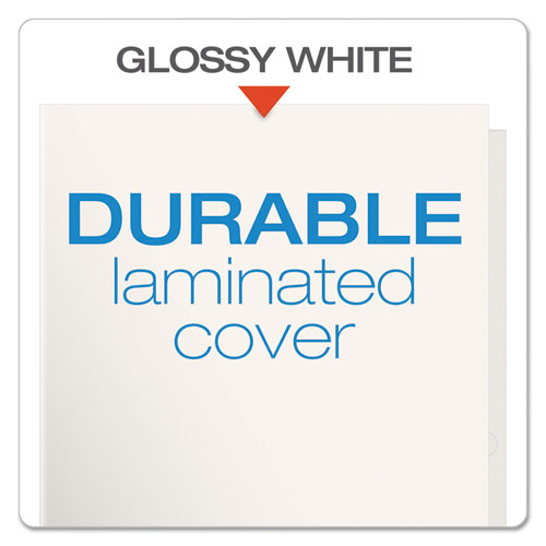 High Gloss Laminated Paperboard Folder, 100-Sheet Capacity, 11 x 8.5, White, 25/Box