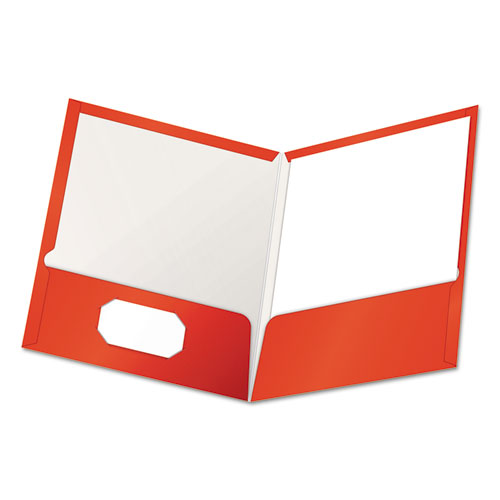 High Gloss Laminated Paperboard Folder, 100-Sheet Capacity, Red, 25/Box | by Plexsupply