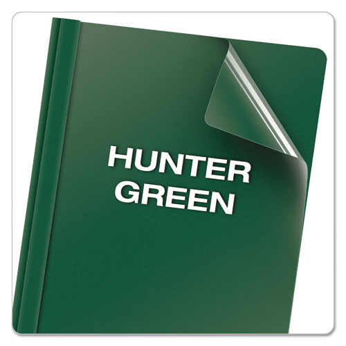 Image of Oxford™ Clear Front Report Cover, Three-Prong Fastener, 0.5" Capacity, 8.5 X 11, Clear/ Hunter Green, 25/Box