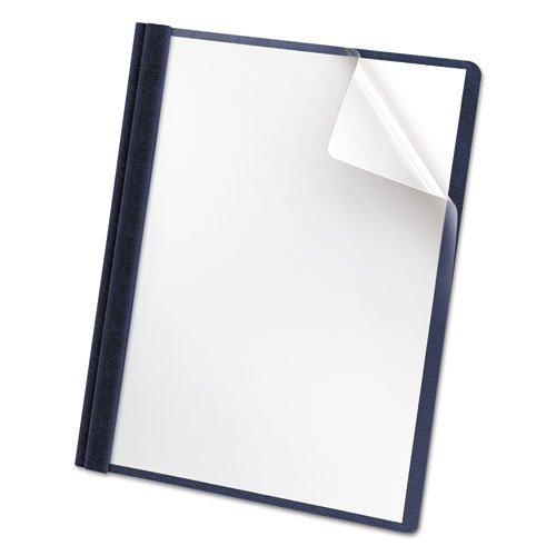Premium Paper Clear Front Cover, 3 Fasteners, Letter, Blue, 25/box
