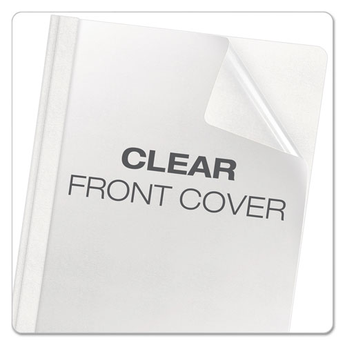 Premium Paper Clear Front Cover, 3 Fasteners, Letter, White, 25/box