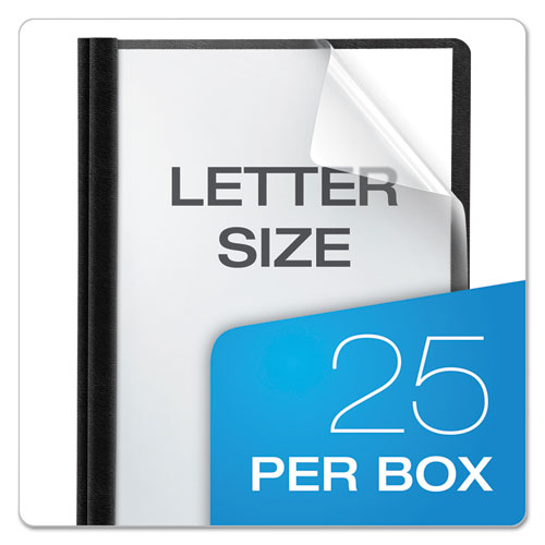 Premium Paper Clear Front Cover, 3 Fasteners, Letter, Black, 25/box