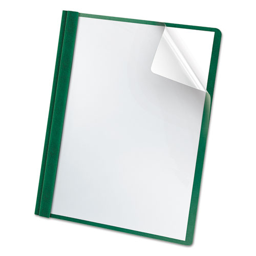 Premium Paper Clear Front Cover, 3 Fasteners, Letter, Green, 25/box