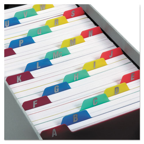 Image of Oxford™ Durable Poly A-Z Card Guides, 1/5-Cut Top Tab, A To Z, 3 X 5, Assorted Colors, 25/Set