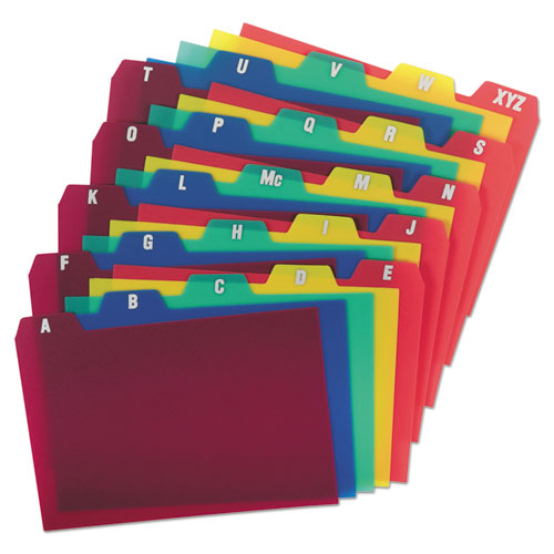 Image of Oxford™ Durable Poly A-Z Card Guides, 1/5-Cut Top Tab, A To Z, 4 X 6, Assorted Colors, 25/Set