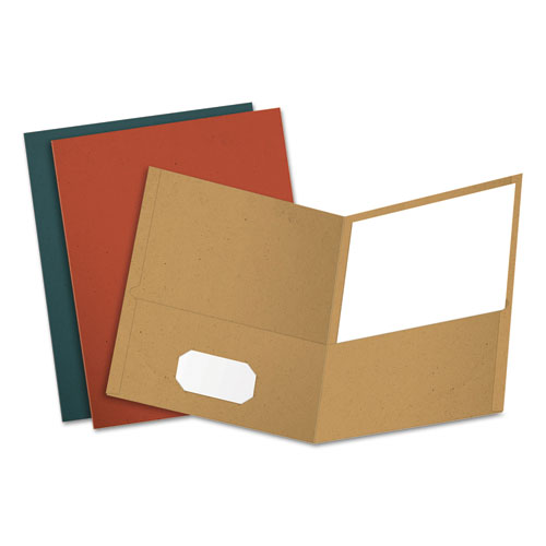 Oxford™ Earthwise By Oxford Recycled Paper Twin-Pocket Portfolio, 100-Sheet Capacity, 11 X 8.5, Assorted Colors, 25/Box