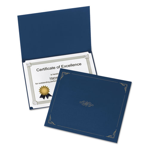 Certificate Holder, 11 1/4 x 8 3/4, Dark Blue, 5/Pack | by Plexsupply