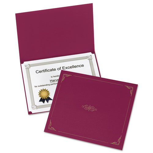Certificate Holder, 11 1/4 x 8 3/4, Burgundy, 5/Pack | by Plexsupply