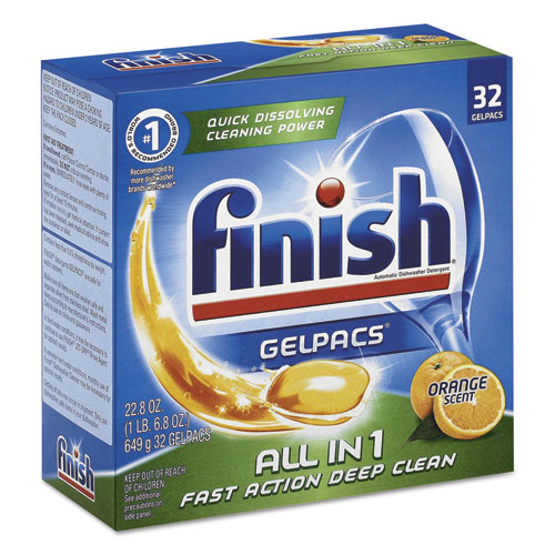 Dish Detergent Gelpacs, Orange Scent, Box of 32 Gelpacs, 8 Boxes/Carton