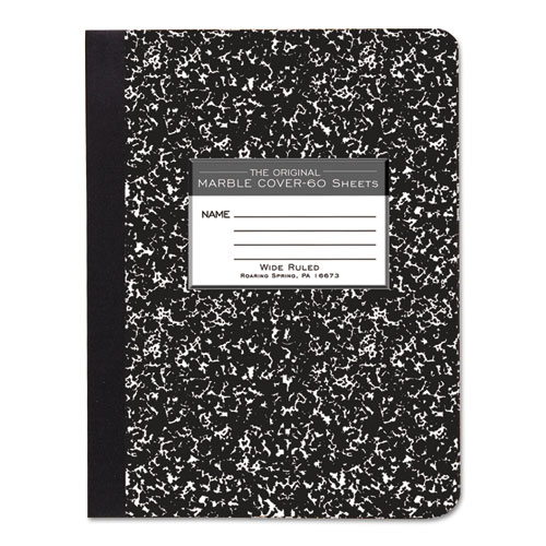Marble Cover Composition Book, Wide/Legal Rule, Black Cover, 7.5 x 9.75, 60 Sheets