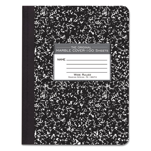 Roaring Spring® Marble Cover Composition Book, Wide/Legal Rule, Black Marble Cover, (100) 9.75 x 7.5 Sheets