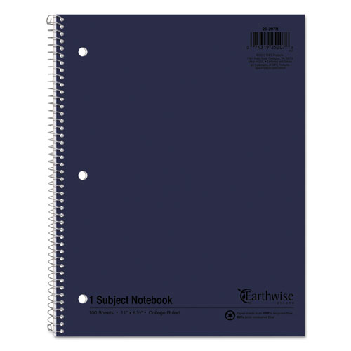 EARTHWISE BY 100% RECYCLED SINGLE SUBJECT NOTEBOOKS, COLLEGE RULE, RANDOMLY ASSORTED COLOR COVERS, 11 X 8.5, 100 SHEETS