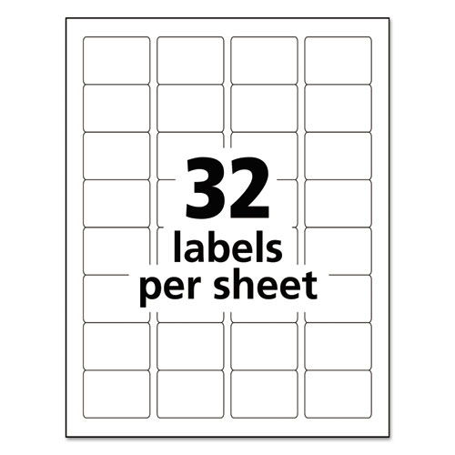 Image of Avery® Durable Permanent Id Labels With Trueblock Technology, Laser Printers, 1.25 X 1.75, White, 32/Sheet, 50 Sheets/Pack