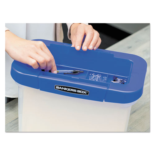 Image of Heavy-Duty Portable File Box, Letter Files, 14.25" x 8.63" x 11.06", Clear/Blue
