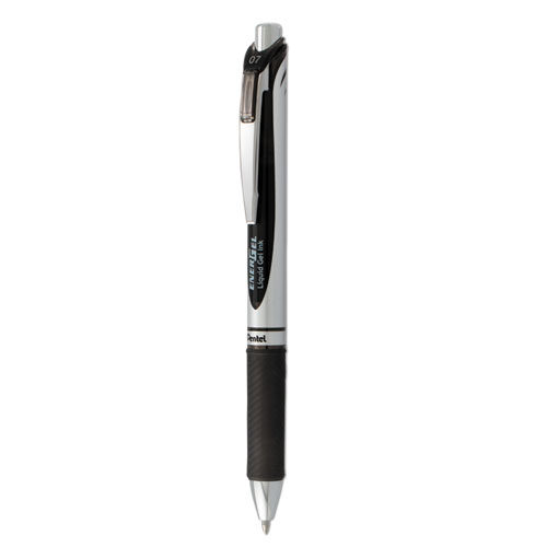 Pentel® Energel Rtx Gel Pen, Retractable, Medium 0.7 Mm, Black Ink, Black/Gray Barrel