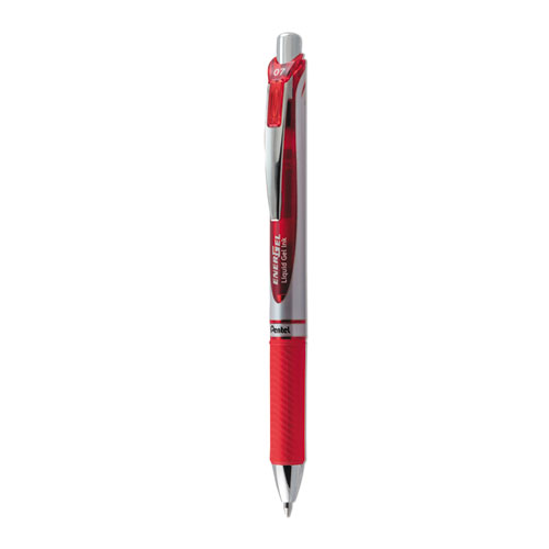Image of EnerGel RTX Gel Pen, Retractable, Medium 0.7 mm, Red Ink, Red/Gray Barrel