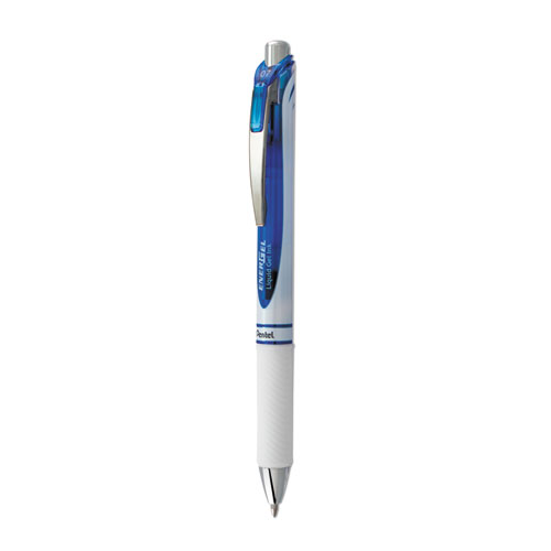 Image of EnerGel RTX Gel Pen, Retractable, Medium 0.7 mm, Blue Ink, White/Blue Barrel
