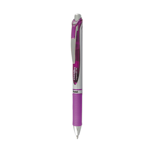 Image of EnerGel RTX Gel Pen, Retractable, Medium 0.7 mm, Violet Ink, Violet/Gray Barrel