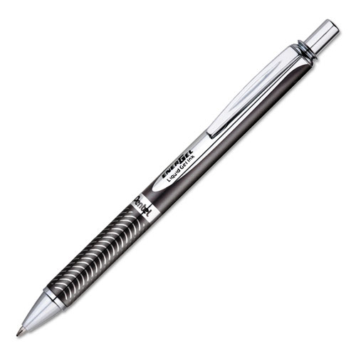 EnerGel Alloy RT Retractable Gel Pen, Medium 0.7mm, Black Ink, Black Barrel | by Plexsupply