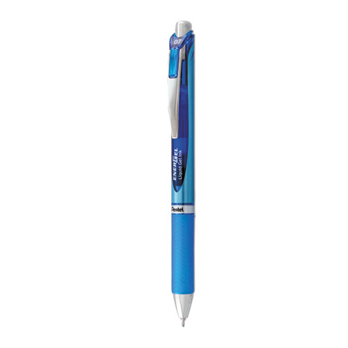 Image of EnerGel RTX Gel Pen, Retractable, Medium 0.7 mm Needle Tip, Blue Ink, Blue/Gray Barrel