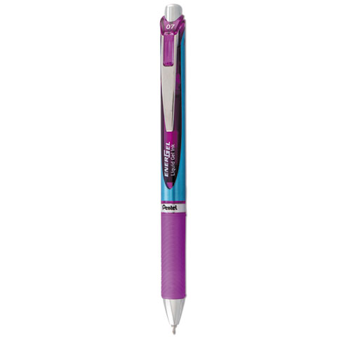EnerGel RTX Gel Pen, Retractable, Medium 0.7 mm Needle Tip, Violet Ink, Violet/Blue Barrel