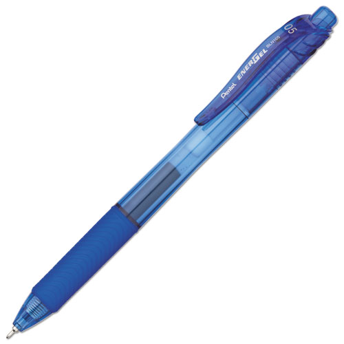 ENERGEL-X RETRACTABLE GEL PEN, 0.5 MM NEEDLE TIP, BLUE INK/BARREL, DOZEN