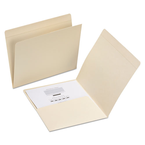 Image of Smead™ Top Tab File Folders With Inside Pocket, Straight Tabs, Letter Size, Manila, 50/Box