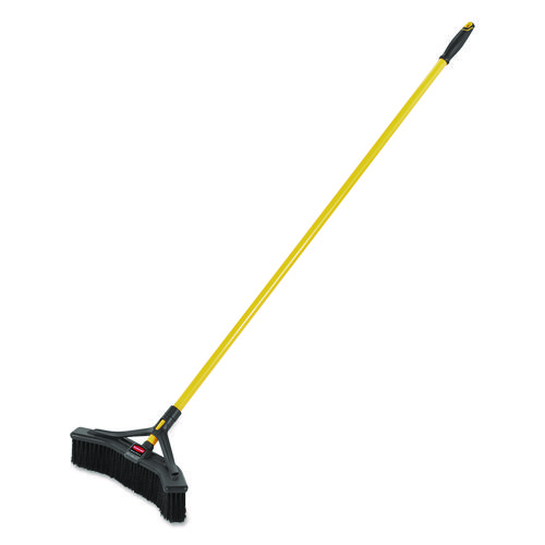 Rubbermaid® Commercial Maximizer Push-to-Center Broom, 24", Polypropylene Bristles, Yellow/Black