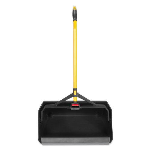 Image of Rubbermaid® Commercial Maximizer Heavy-Duty Stand Up Debris Pan, 20.44W X 29H, Plastic, Yellow/Black