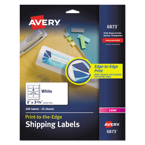 Vibrant Laser Color-Print Labels w/ Sure Feed, 2 x 3.75, White, 200/PK