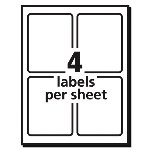 Image of Vibrant Laser Color-Print Labels w/ Sure Feed, 3.75 x 4.75, White, 100/PK