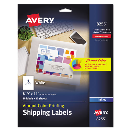 Image of Full-Sheet Vibrant Inkjet Color-Print Labels, 8.5 x 11, Matte White, 20/Pack