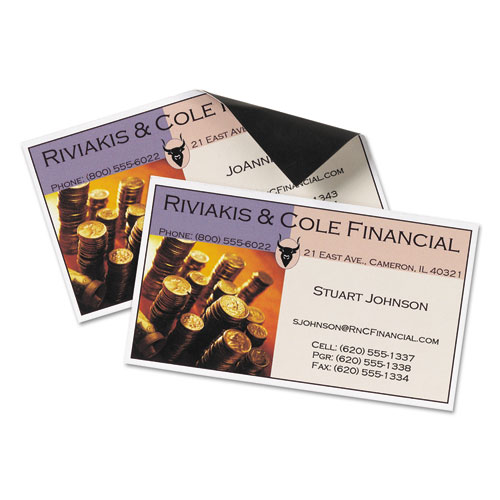 Image of Magnetic Business Cards, Inkjet, 2 x 3.5, White, 30 Cards, 10 Cards/Sheet, 3 Sheets/Pack