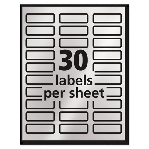 Image of Foil Mailing Labels, Inkjet Printers, 0.75 x 2.25, Silver, 30/Sheet, 10 Sheets/Pack